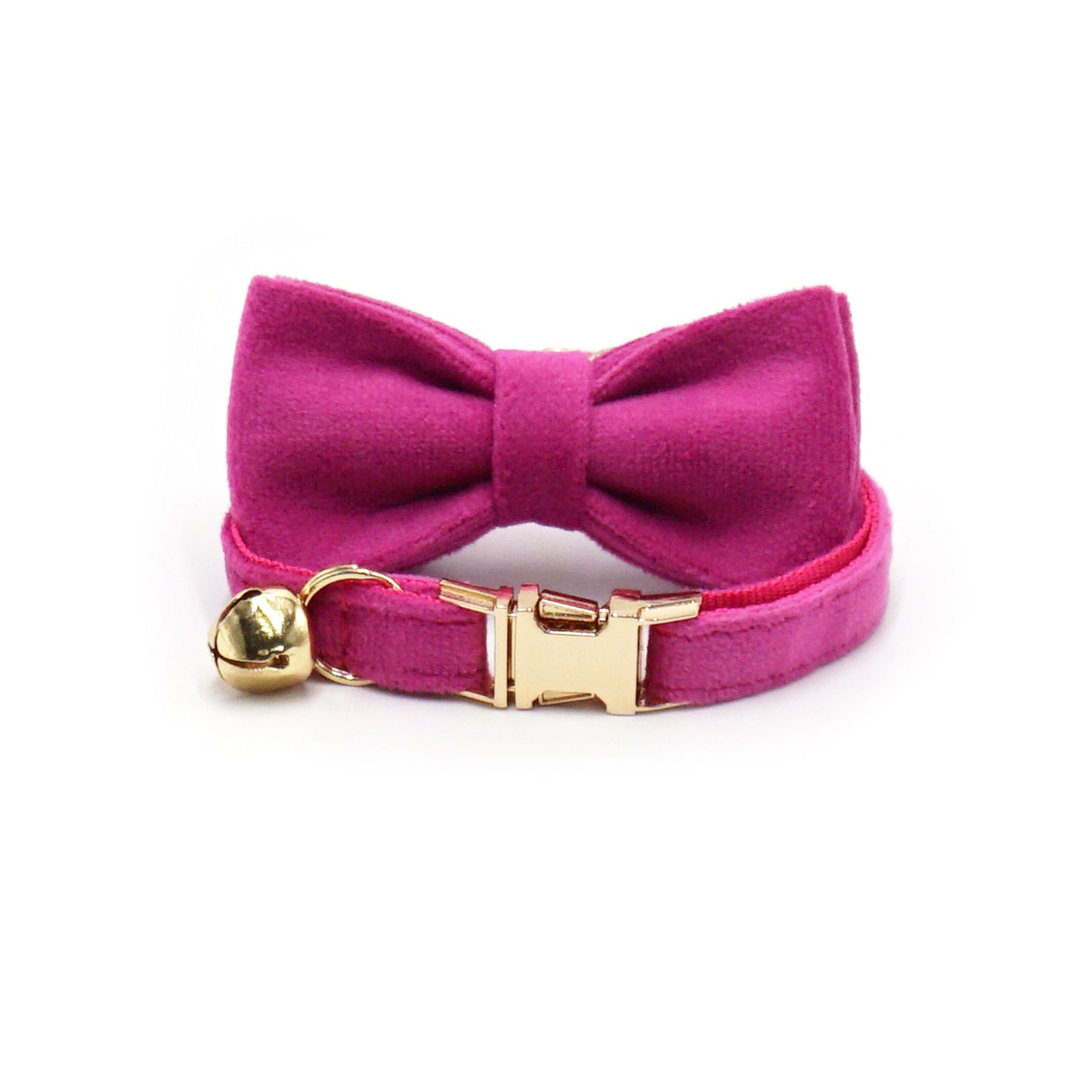 Velvet Luxury Personalized Cat Collar with Small Bell And Bowtie