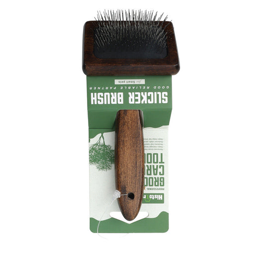 Pet Grooming Tools Dog Hair Removal Brush with Soft Solid Wood Handle