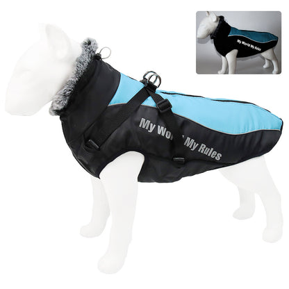 New autumn and winter pet clothing, warm and reflective big dog clothes thickened dog cotton-padded pet clothes