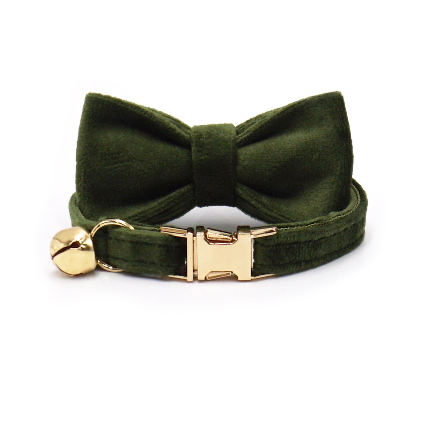 Velvet Luxury Personalized Cat Collar with Small Bell And Bowtie