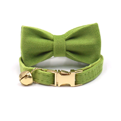 Velvet Luxury Personalized Cat Collar with Small Bell And Bowtie