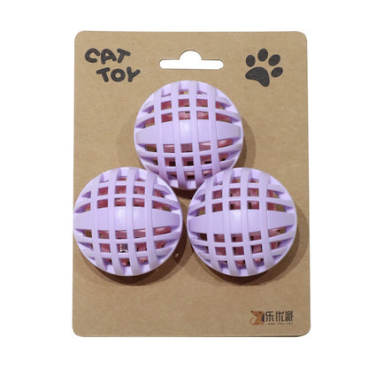 Cross-border Amazon hot-selling color matching TPR bell cat toy ball cat self-excitement bell ball cat toy