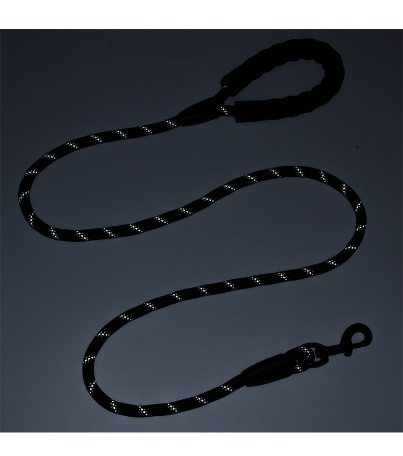 Strong Dog Leash with Comfortable Padded Handle and Highly Reflective Threads