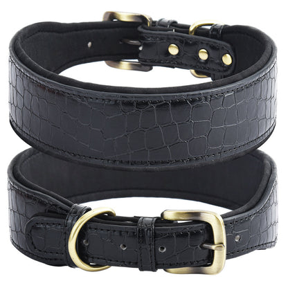 Collar para mascotas de cuero con sustrato de algodón y estampado de cocodrilo para exteriores
