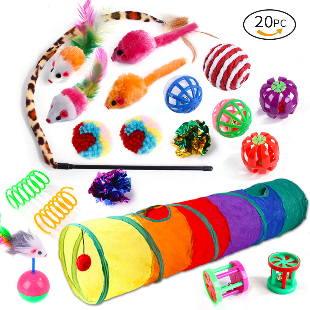 20 pcs Cat Toys - Cat Feather Teaser - Wand Interactive Feather Toy Fluffy Mouse