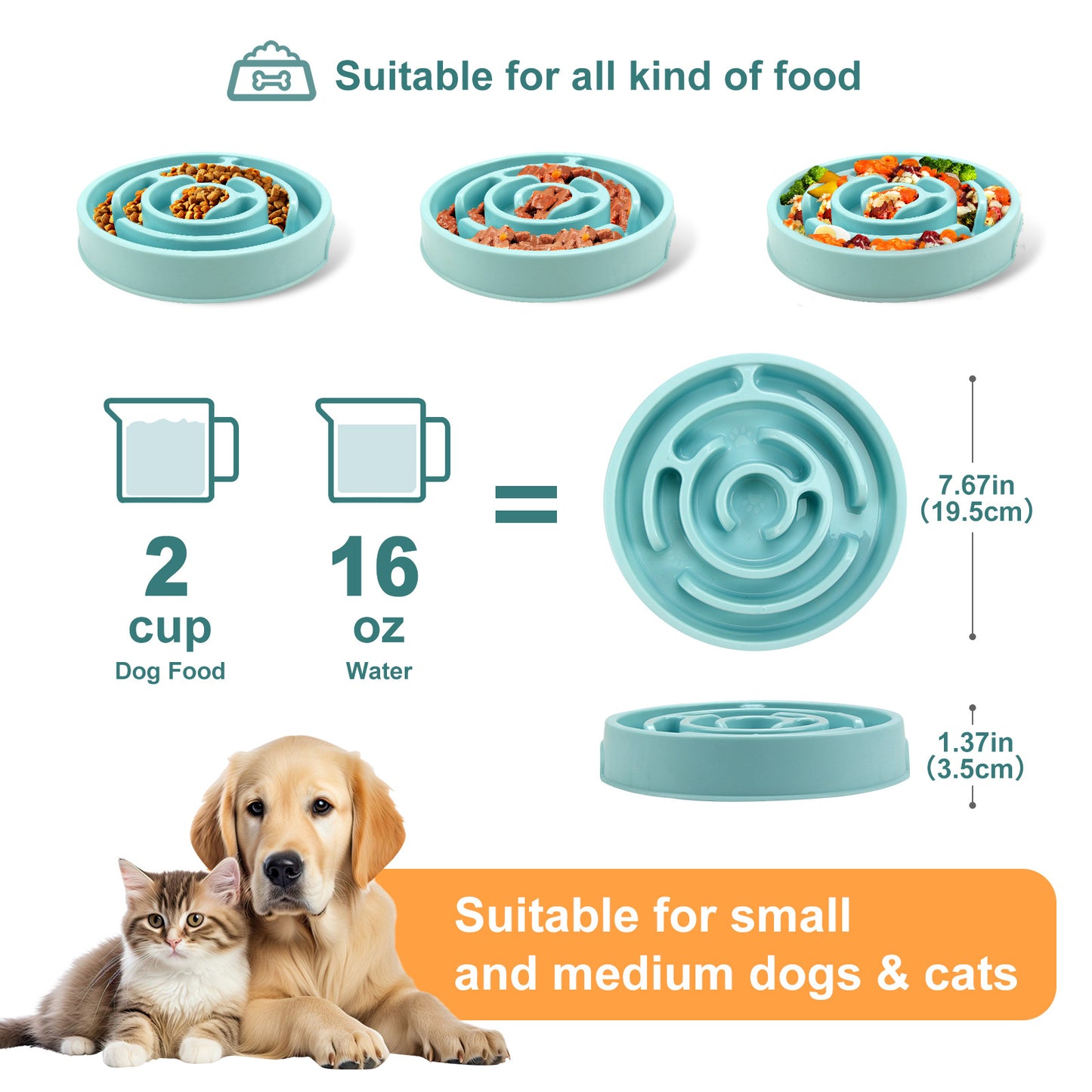 Slow Feeder Bowl Fun Non Slip Anti-Gulping Pet Bowl