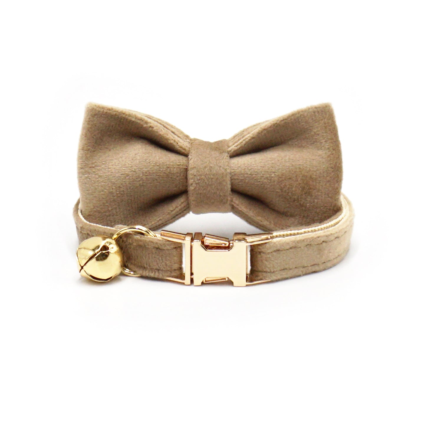 Velvet Luxury Personalized Cat Collar with Small Bell And Bowtie