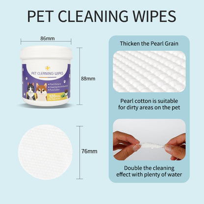120pcs Dog Ear Cat Eye Wipes Gently Cleans Ear Wax Debris Tear