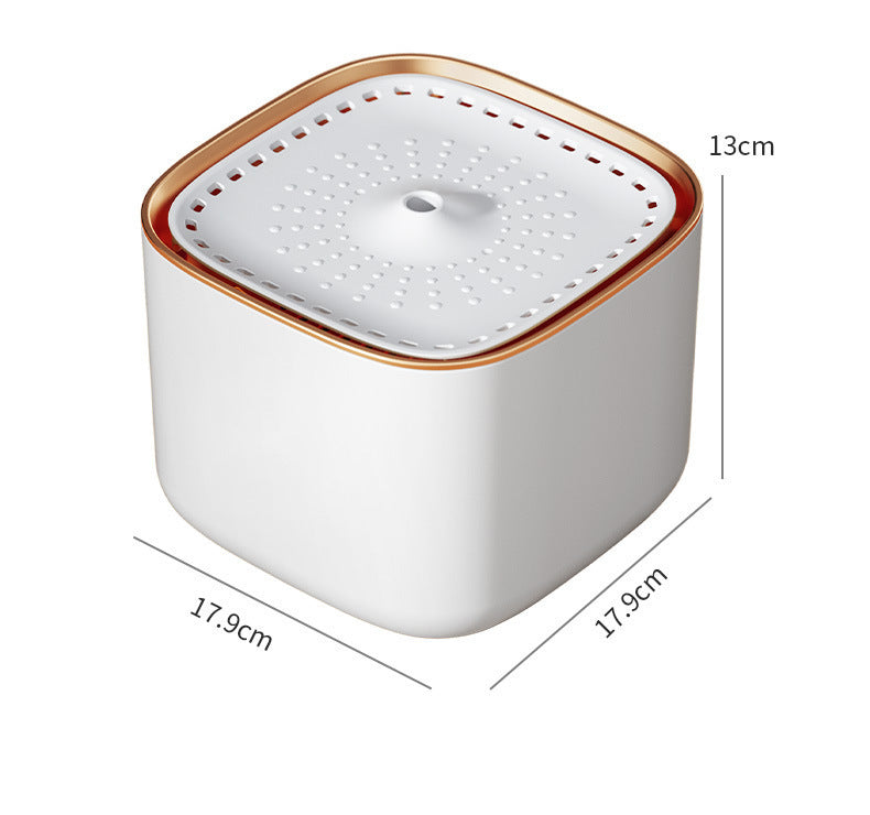 3L automatic induction pet water fountain with filtering system, USB electric, white with gold rim.