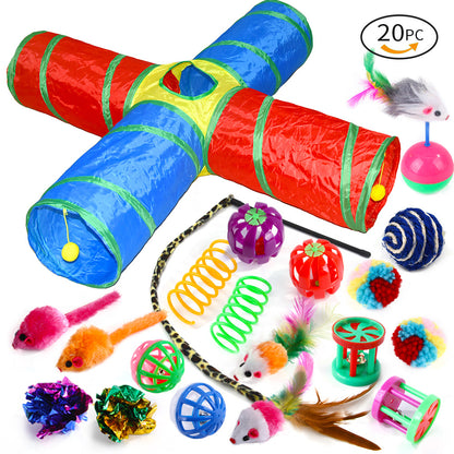 20 pcs Cat Toys - Cat Feather Teaser - Wand Interactive Feather Toy Fluffy Mouse