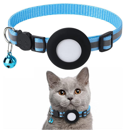 Adjustable Cat Collar With Ball Reflective Stripe for Apple Airtag Silicone