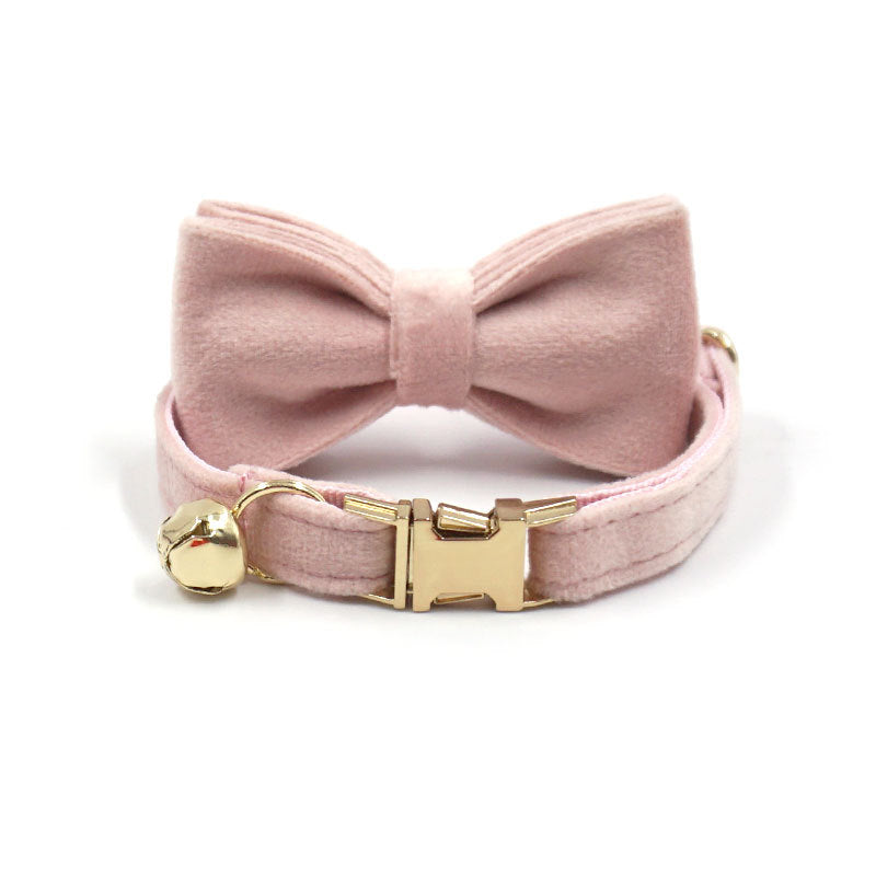Velvet Luxury Personalized Cat Collar with Small Bell And Bowtie
