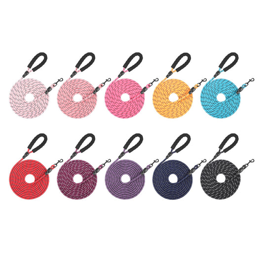 Long Dog Leash with Comfortable Padded Handle and Highly Reflective Threads