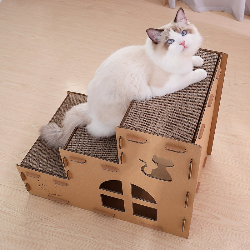 Cat scratching board cat litter integrated cat claw board house villa corrugated cat scratching board extra large carton cat litter cat box