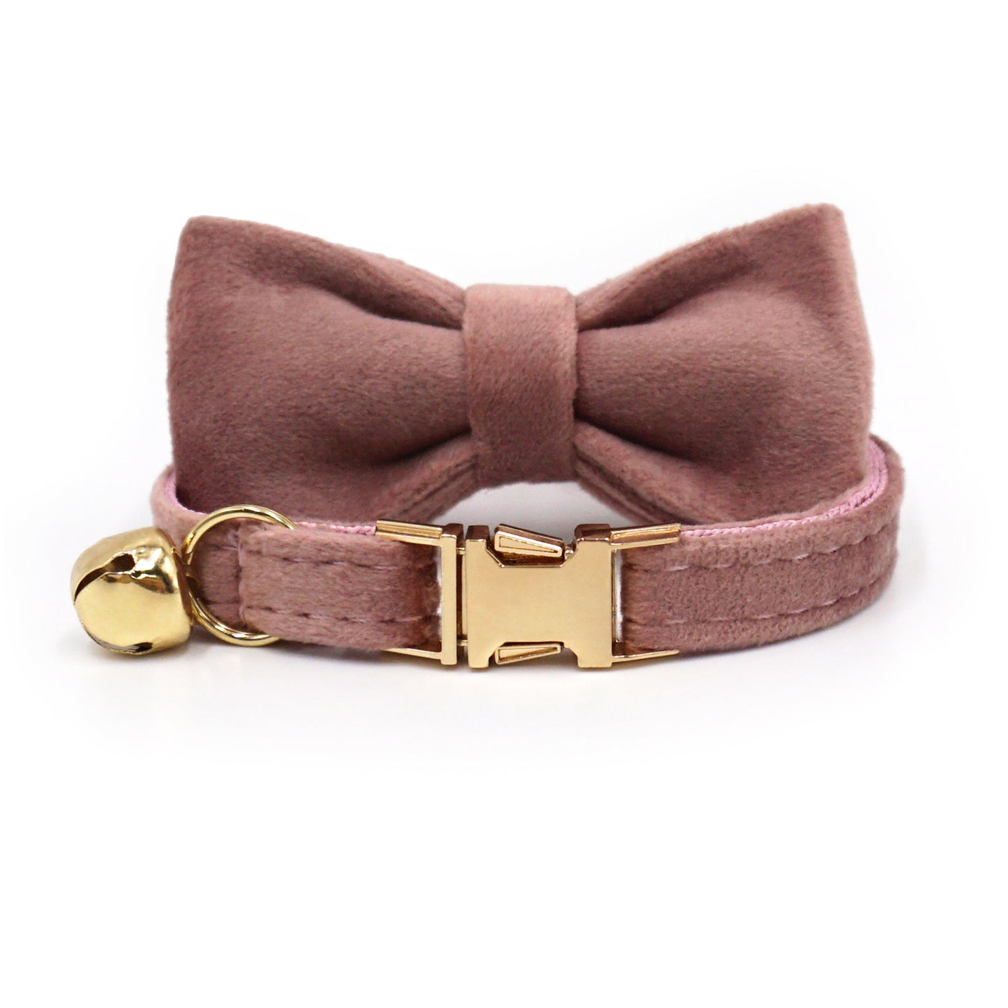 Velvet Luxury Personalized Cat Collar with Small Bell And Bowtie