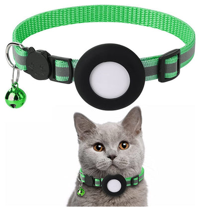Adjustable Cat Collar With Ball Reflective Stripe for Apple Airtag Silicone