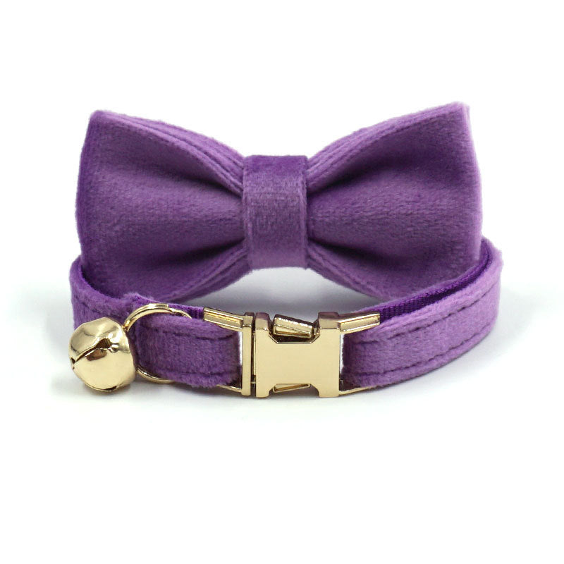 Velvet Luxury Personalized Cat Collar with Small Bell And Bowtie
