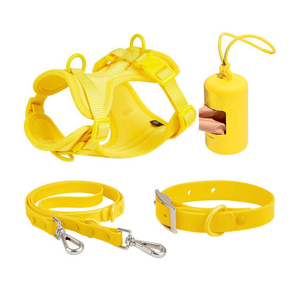 Waterproof Luxury PVC Dog Harness Dog Collar and Leash Set