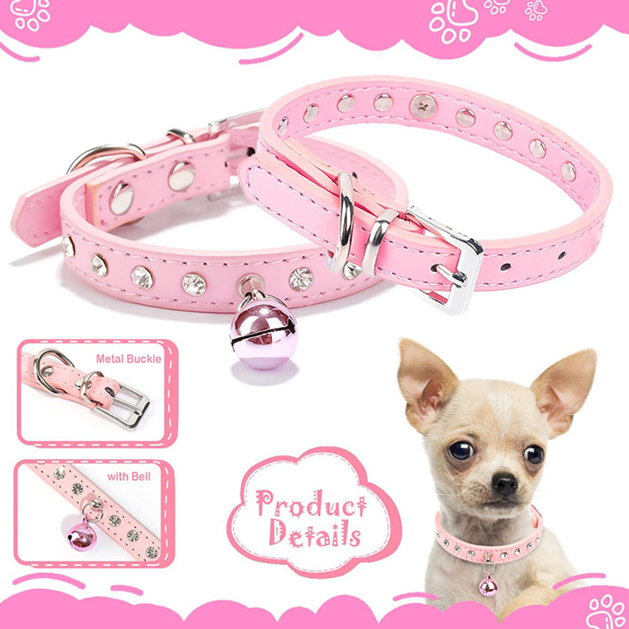Rhinestone Cat Collar Cute Crystal Diamond Soft Suede PU Leather Puppy Collars