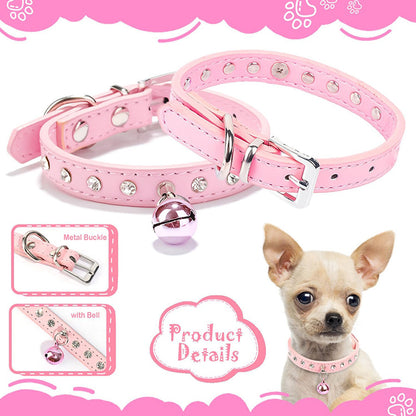 Rhinestone Cat Collar Cute Crystal Diamond Soft Suede PU Leather Puppy Collars