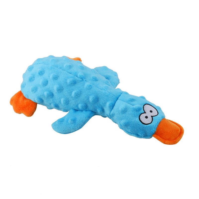 Juguetes interactivos duraderos de peluche de pato arrugado y chirriante para perros