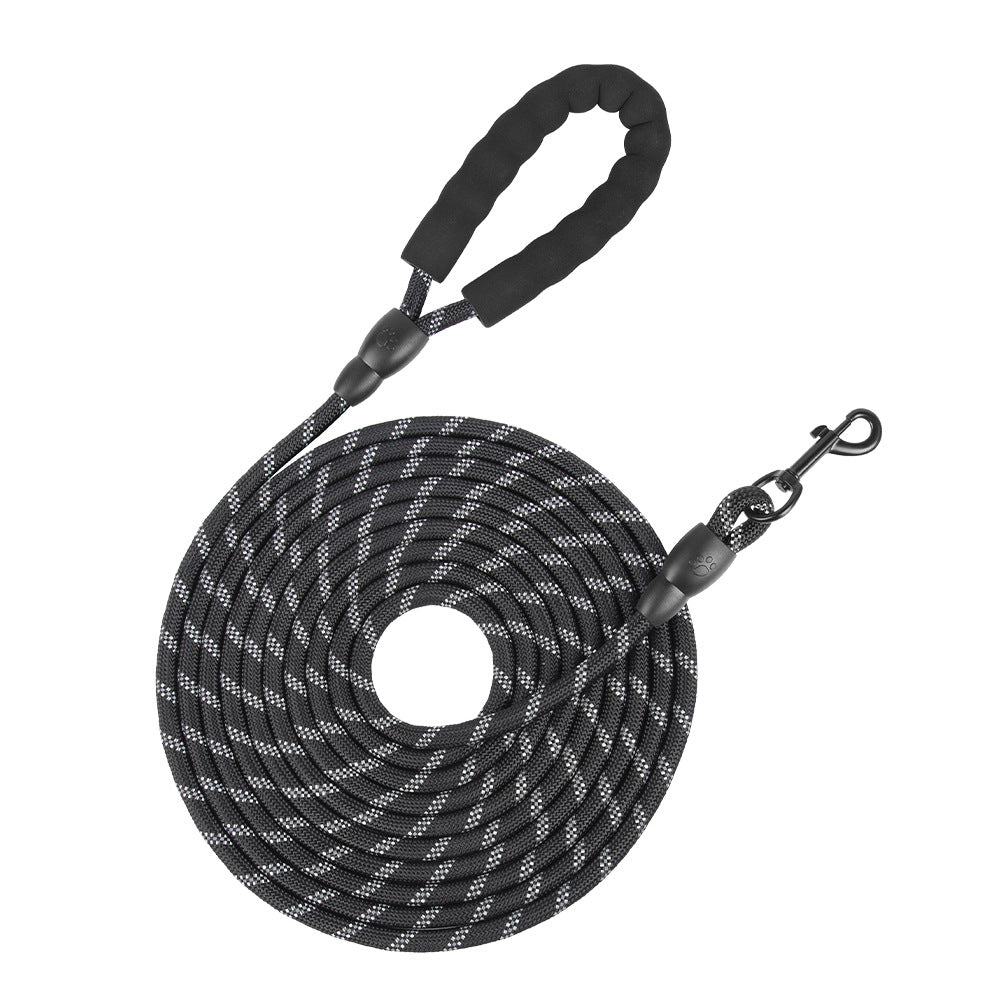 Long Dog Leash with Comfortable Padded Handle and Highly Reflective Threads