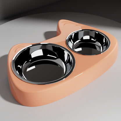 2 in 1 Double Pet Food Bowl Stainless Steel Slow Feeder Dog Bowl