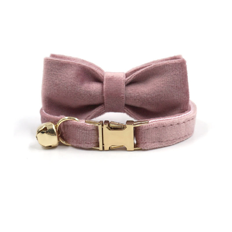 Velvet Luxury Personalized Cat Collar with Small Bell And Bowtie