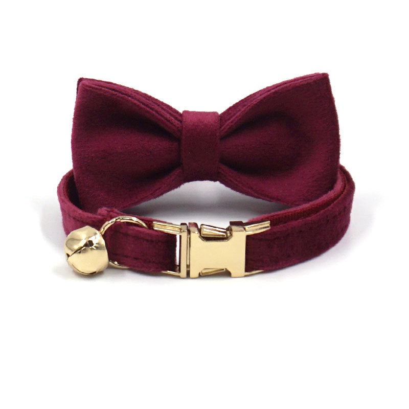 Velvet Luxury Personalized Cat Collar with Small Bell And Bowtie