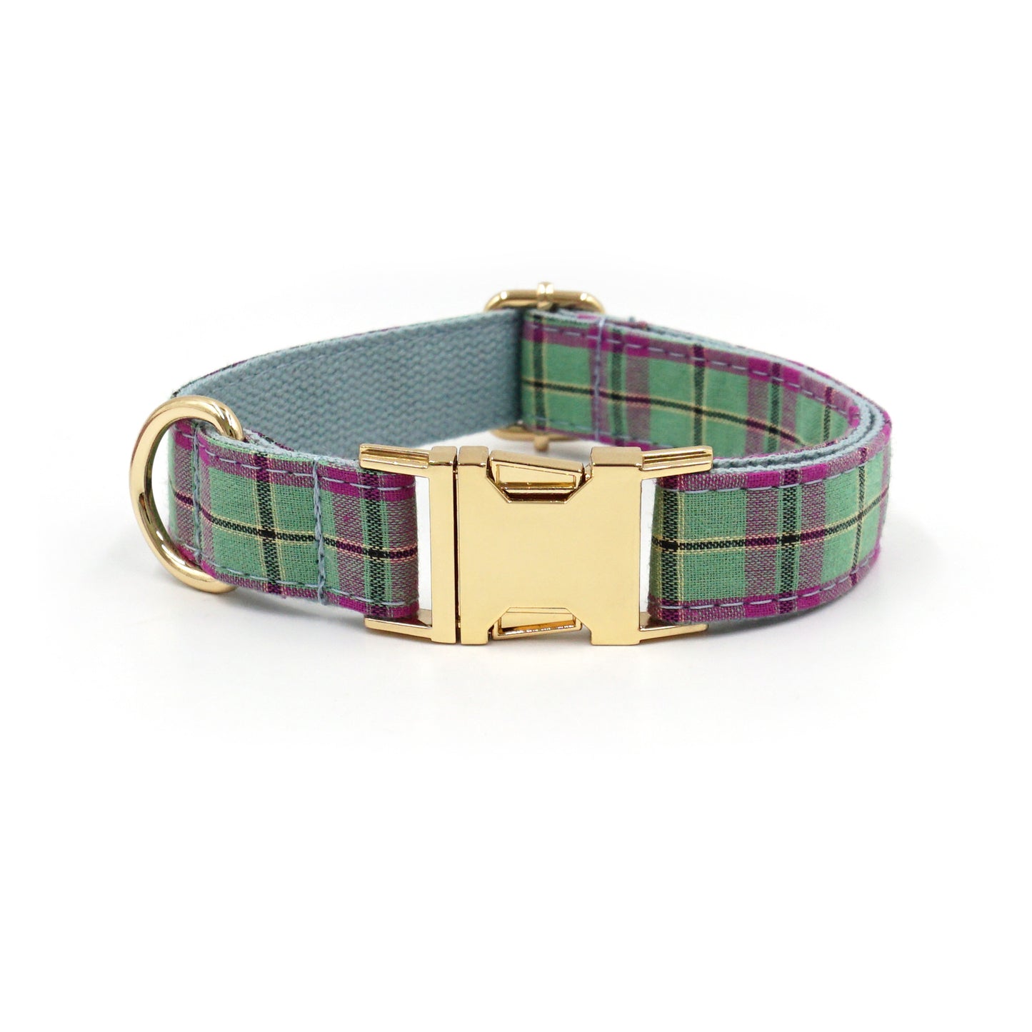 Customized Plaid Dog Collar - Engraved Pet Collar