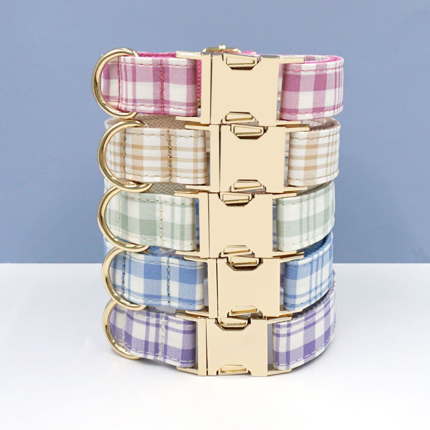 Customized Plaid Dog Collar - Engraved Pet Collar