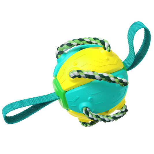 Outdoor Unfoldable Frisbee Interactive Football Training Dog Toys with Straps