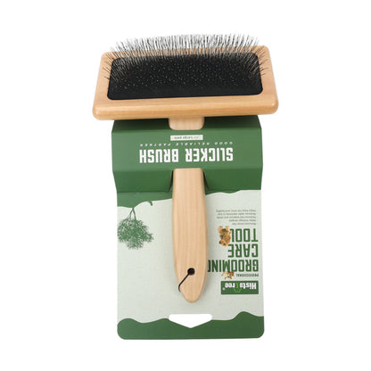 Pet Grooming Tools Dog Hair Removal Brush with Soft Solid Wood Handle