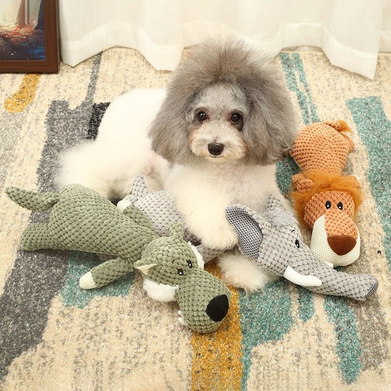 Jouets interactifs en peluche pour chien, jouets à mâcher mignons et couineurs, chiot, lion, loup, éléphant, jouets pour chiens et chats 