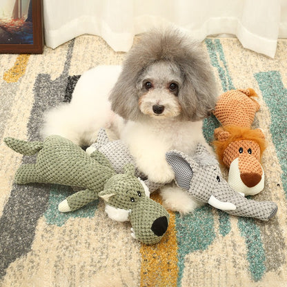 Jouets interactifs en peluche pour chien, jouets à mâcher mignons et couineurs, chiot, lion, loup, éléphant, jouets pour chiens et chats 