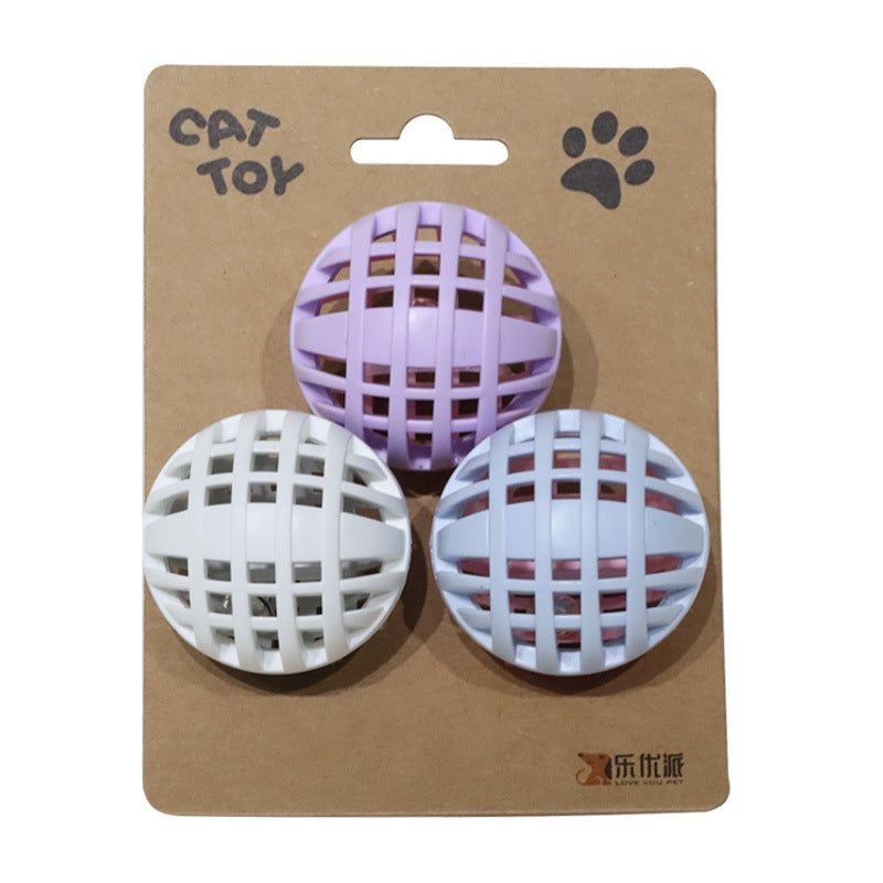 Cross-border Amazon hot-selling color matching TPR bell cat toy ball cat self-excitement bell ball cat toy