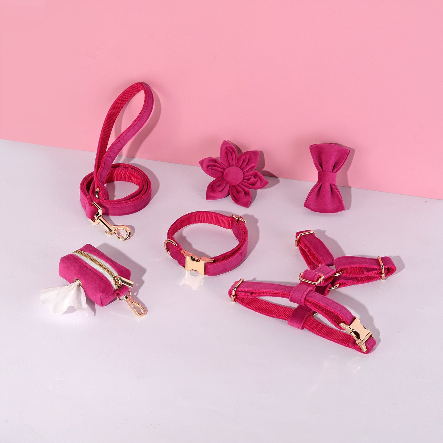 6 Pcs Pet Gifts Fashion Training Collar Customizable Dog Harness Leash Collar Set