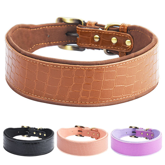 Crocodile pattern outdoor cotton substrate leather pet collar