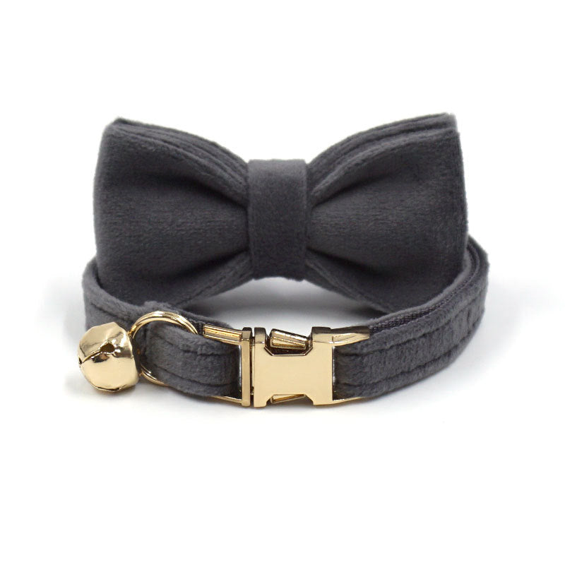 Velvet Luxury Personalized Cat Collar with Small Bell And Bowtie