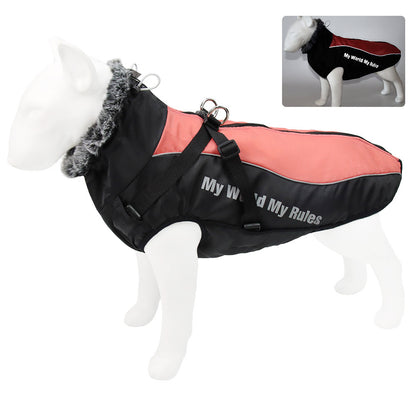 New autumn and winter pet clothing, warm and reflective big dog clothes thickened dog cotton-padded pet clothes