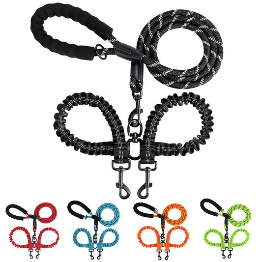 Dual Dog Leash 360 Swivel No Tangle Walking Double Dog Leash