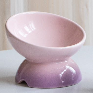 Cat Bowl Ceramic Tall Pet Bowl Protection Cervical Vertebral Cat Rice Bowl Cat Water Bowl Dog Oblique Bowl Aid Digestion