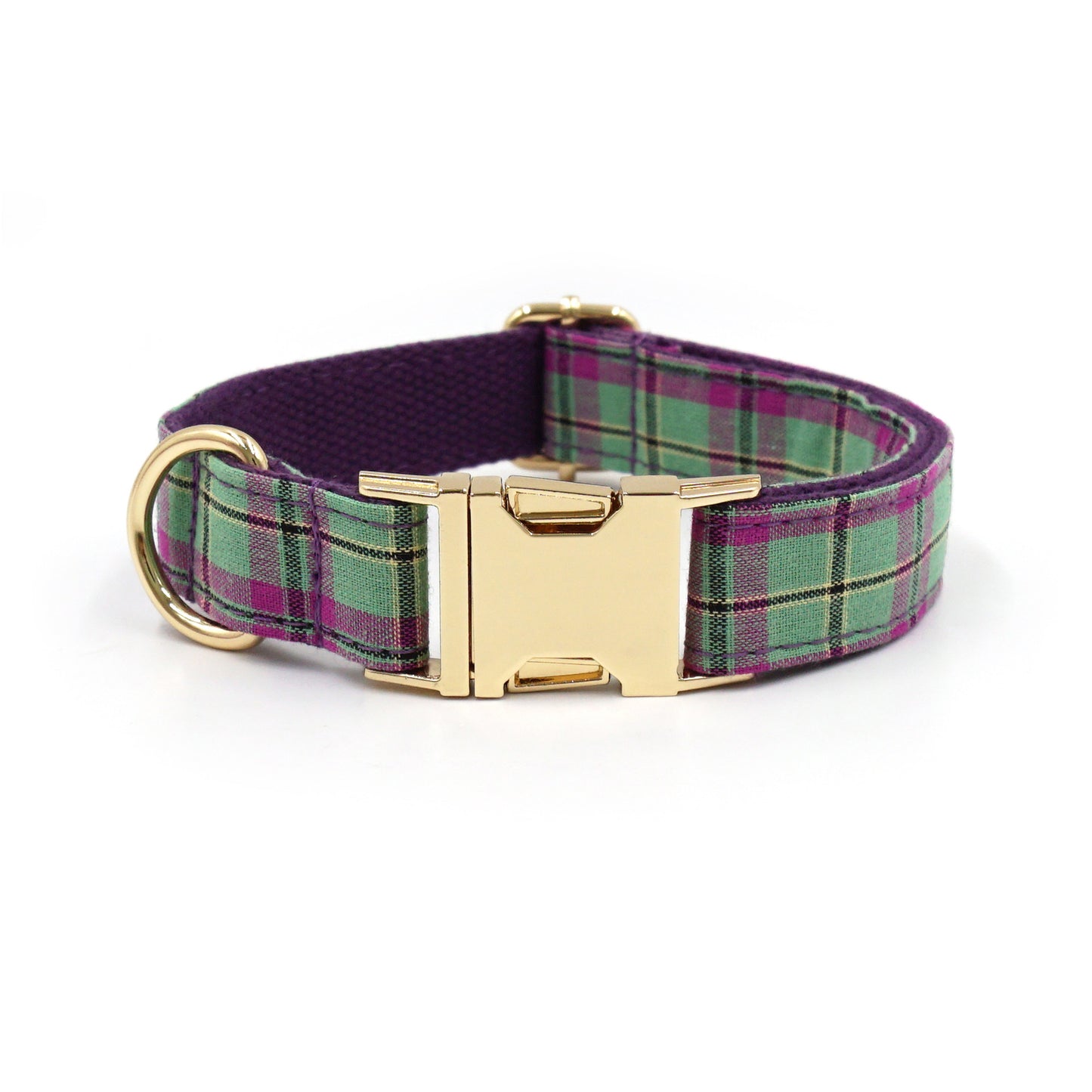 Customized Plaid Dog Collar - Engraved Pet Collar