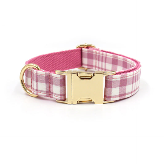 Customized Plaid Dog Collar - Engraved Pet Collar