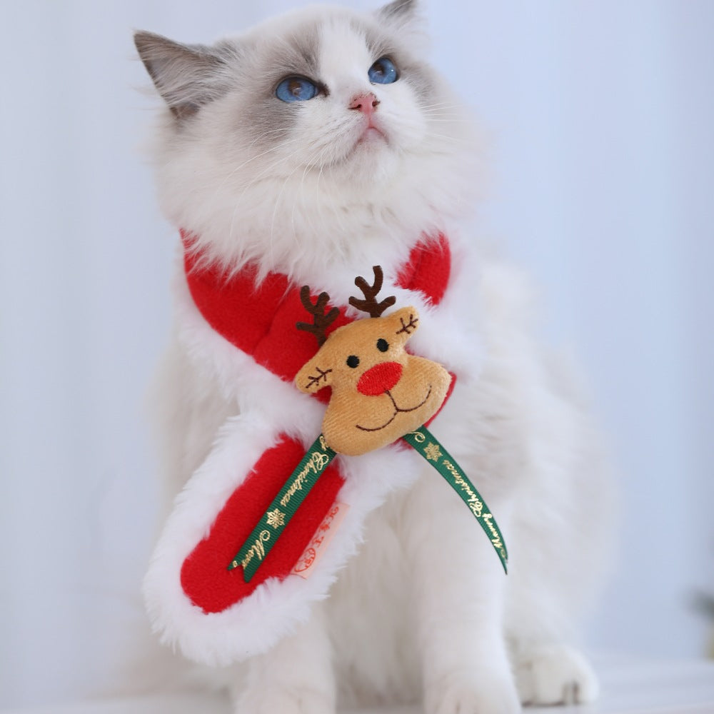 Cat scarf autumn and winter sweater collar pet christmas winter cute new year kitten new year cat bib clothes