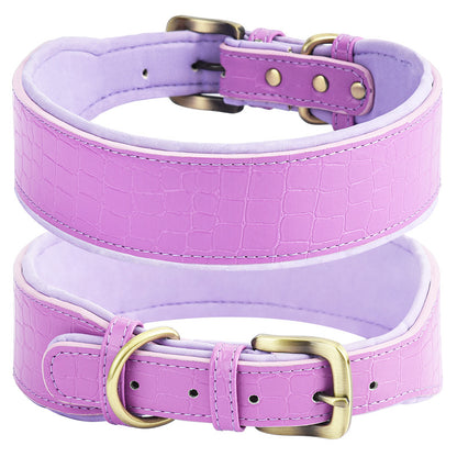 Collar para mascotas de cuero con sustrato de algodón y estampado de cocodrilo para exteriores