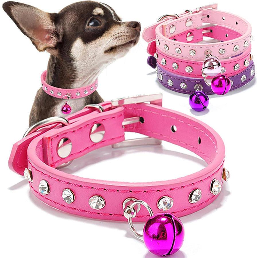 Rhinestone Cat Collar Cute Crystal Diamond Soft Suede PU Leather Puppy Collars