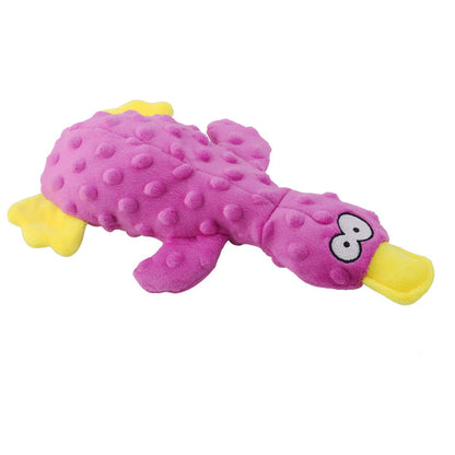 Juguetes interactivos duraderos de peluche de pato arrugado y chirriante para perros