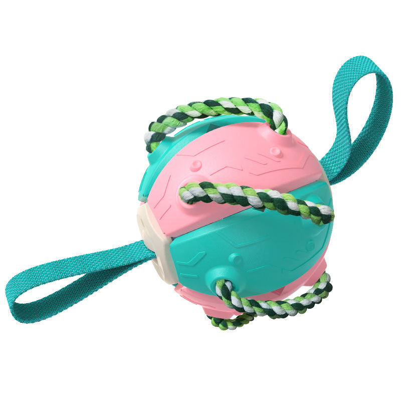 Outdoor Unfoldable Frisbee Interactive Football Training Dog Toys with Straps