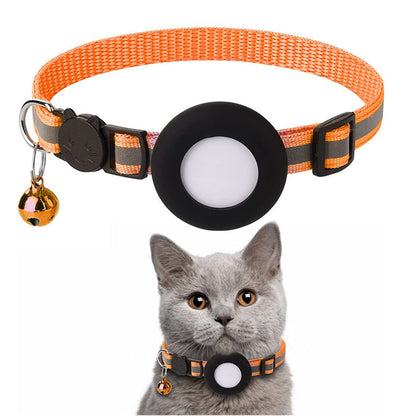 Adjustable Cat Collar With Ball Reflective Stripe for Apple Airtag Silicone